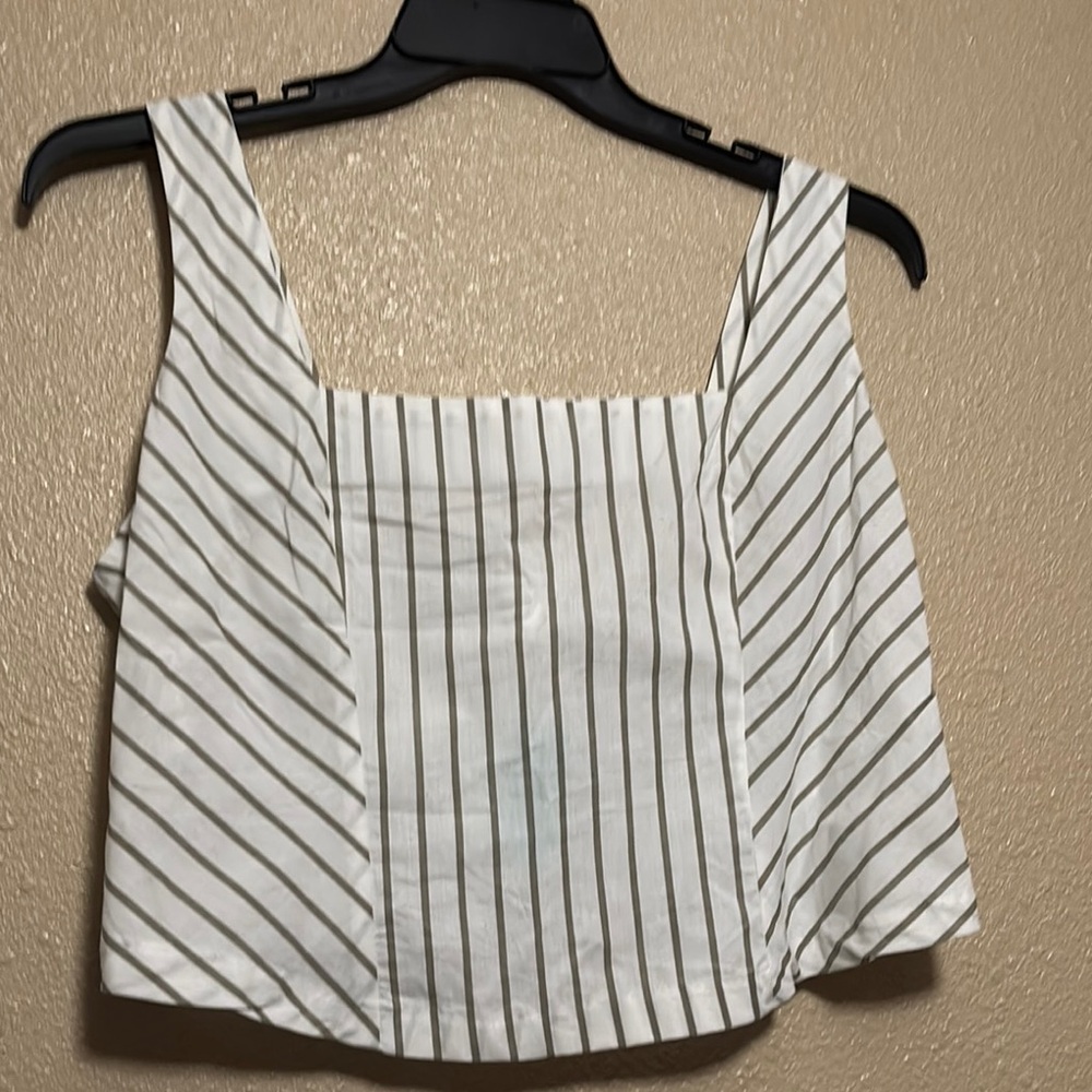 Striped White and Gray Women's Top